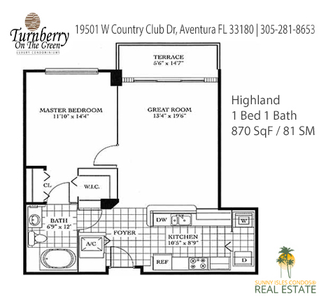 1 bed 1 bath floor plan turnberry on the green